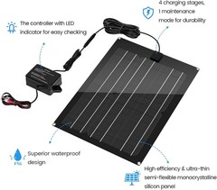 Zuomeng 15W Solar Charger Maintainer for 12V Lead Acid Battery
