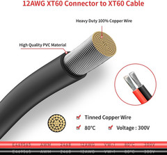 12AWG 75FT XT60 Extension Cable 2 6 10 20 35 50 75 100FT XT60 Female to Male Con