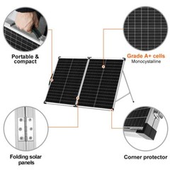 Dokio 100W Portable Foldable Glass Solar Panel Kit for Camping/Car Battery/Home