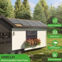100W High Efficiency Solar Panel, 12V N-Type 16BB, 25% Conversion for Off-Grid U