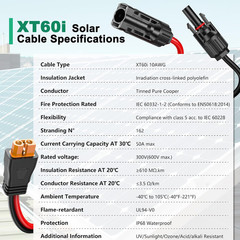 10AWG Xt60I Solar Cable 15FT, Solar to Xt60I Charging Cable 3 10 20 25 30 40 50F