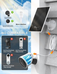 Solar Panel for Simplisafe Outdoor Camera, IP65 Waterproof, 360° Adjustable Pane