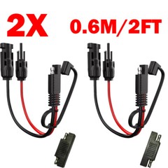 2x Solar Panel Extension Cable 2FT 10AWG SAE to SAE Polarity Reverse Adapter HOT
