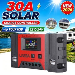 30A PWM Solar Charge Controller PV Regulator For Lifepo4 Lead Acid Gel 4 USB