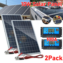 10W Solar Panel 12V Solar Battery Trickle Charger 100A W/ Controller Maintainer