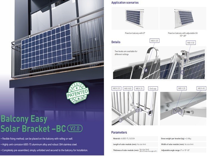 Supporto pannello Solare Fotovoltaico da Balcone e Parete