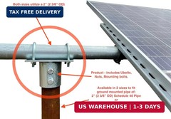 Solar Panel Array Ground Mounting Bracket for 2.5″ (2 7/8″ OD) Pipe or Pole Moun
