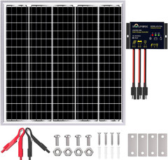 Solar Panel Kit 50W 24V, Intelligent Waterproof 10A PWM Controller, Home Outd…