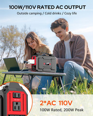 Solar Powered Generator 200W Peak/100W Rated, Portable Solar Generator Power Sta