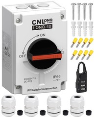 CNLONQ Solar PV Disconnect Switch 32A DC1500V Rapid Shutoff Isolator Switch 4…
